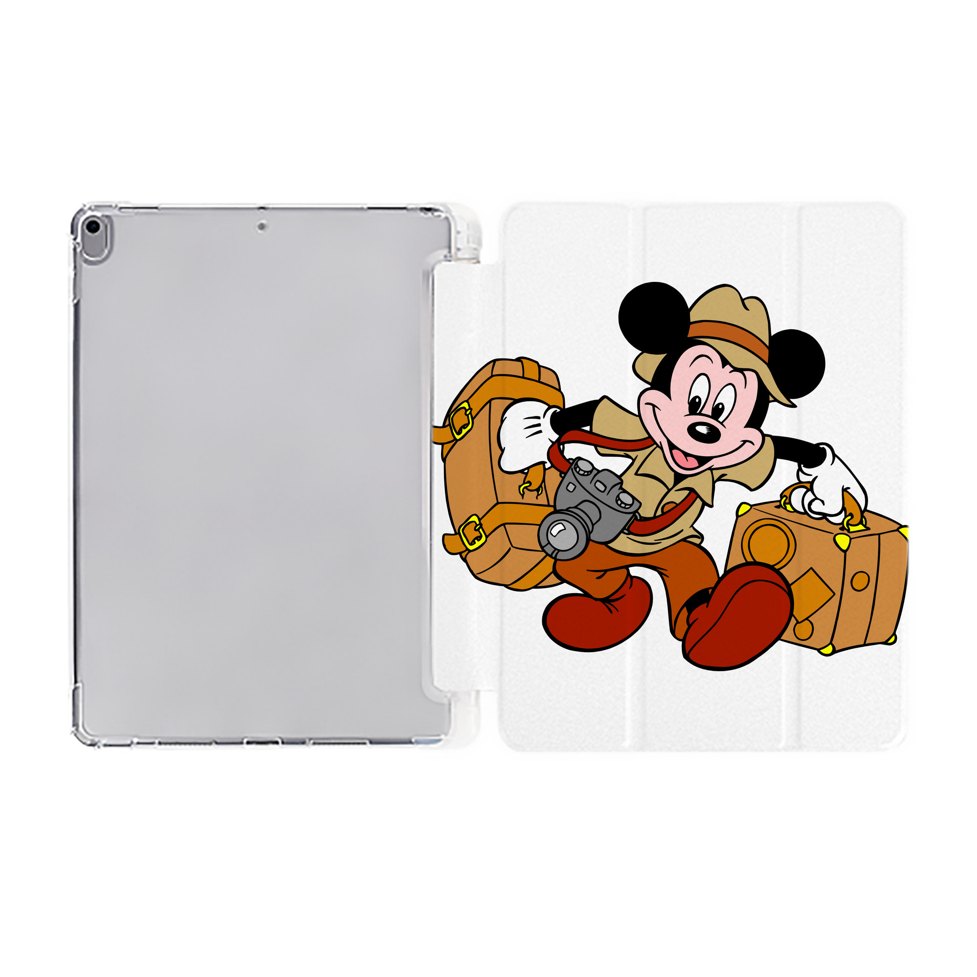 （画像用） ミッキーマウス Mickey Mouse IPad ケース ペン収納付き 三つ折りスタンド PUレザー×シリコン 対応機種9.5/10.5/10.9インチ